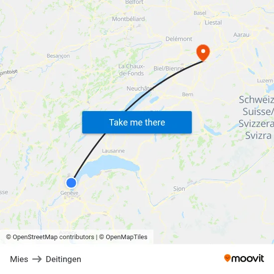 Mies to Deitingen map