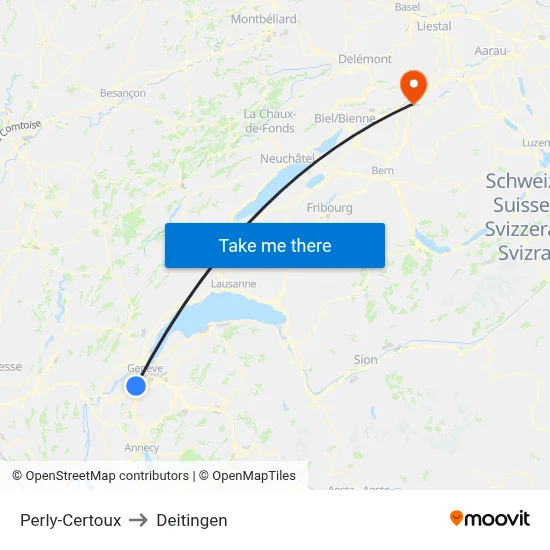 Perly-Certoux to Deitingen map
