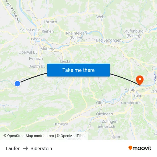 Laufen to Biberstein map