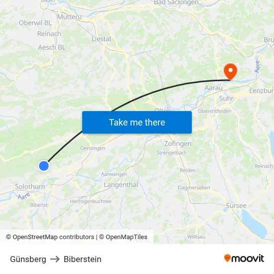 Günsberg to Biberstein map