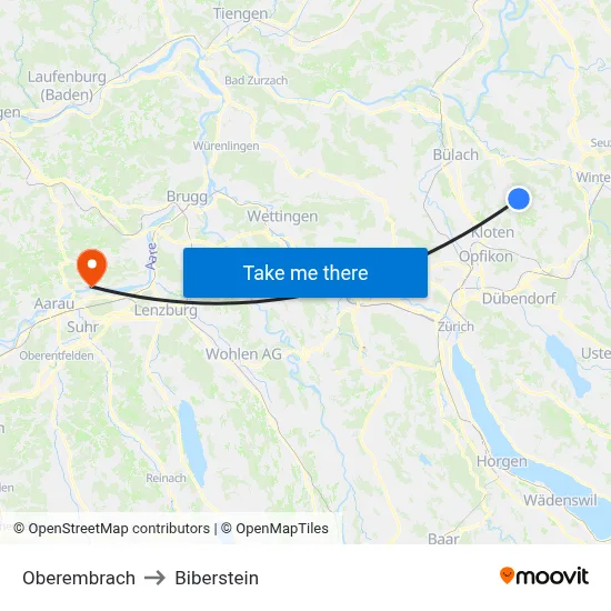 Oberembrach to Biberstein map