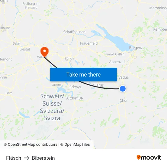 Fläsch to Biberstein map