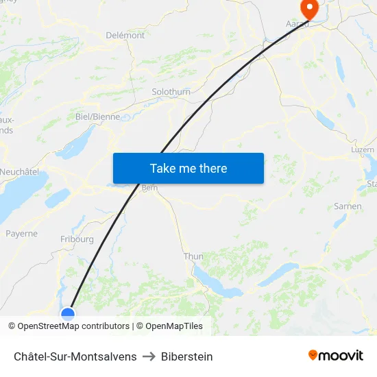 Châtel-Sur-Montsalvens to Biberstein map