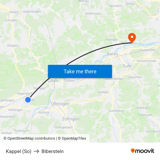Kappel (So) to Biberstein map