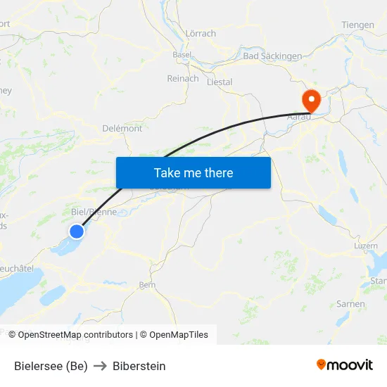 Bielersee (Be) to Biberstein map