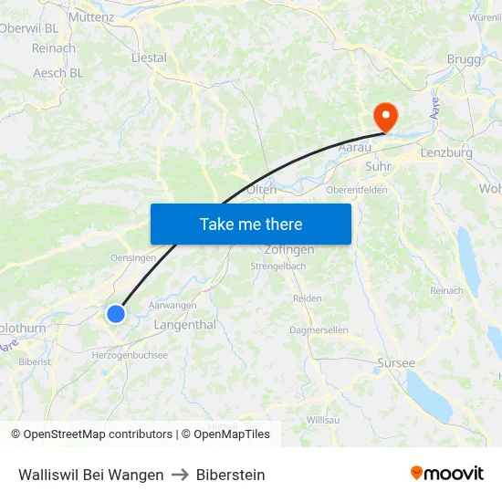 Walliswil Bei Wangen to Biberstein map