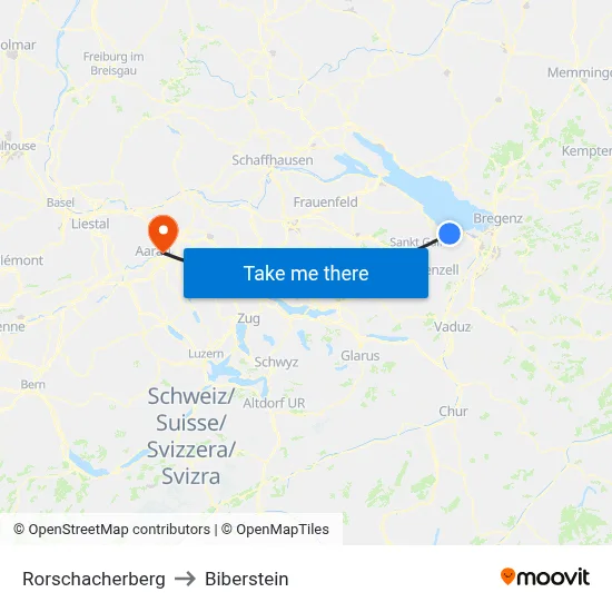 Rorschacherberg to Biberstein map