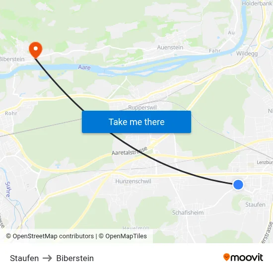 Staufen to Biberstein map