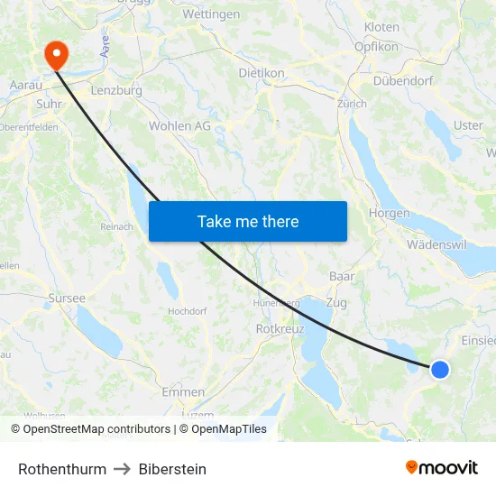 Rothenthurm to Biberstein map