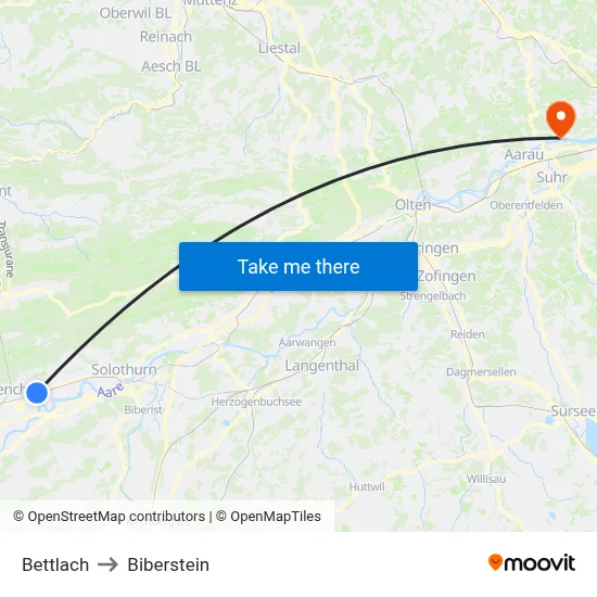 Bettlach to Biberstein map