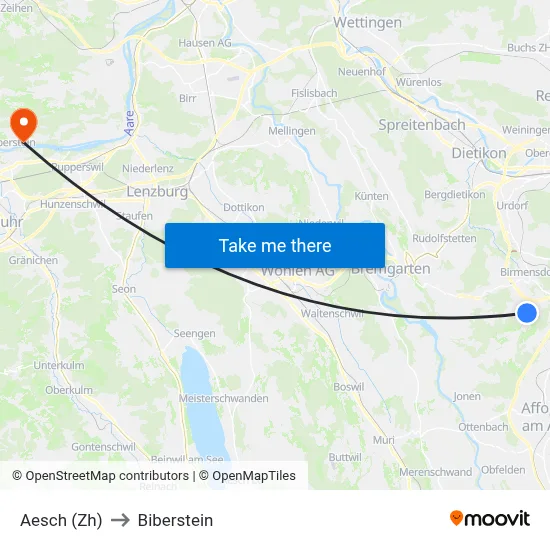 Aesch (Zh) to Biberstein map