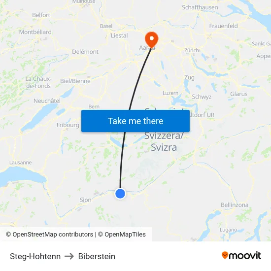 Steg-Hohtenn to Biberstein map