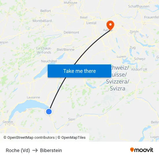 Roche (Vd) to Biberstein map