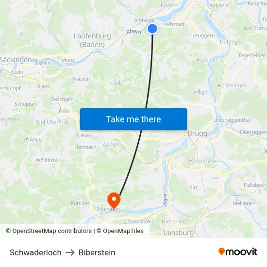 Schwaderloch to Biberstein map