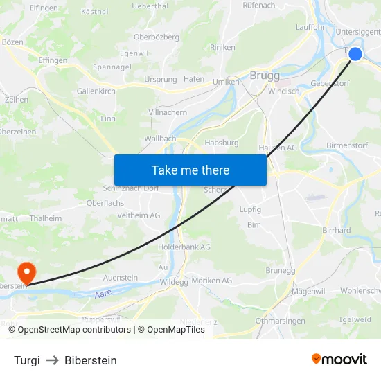 Turgi to Biberstein map