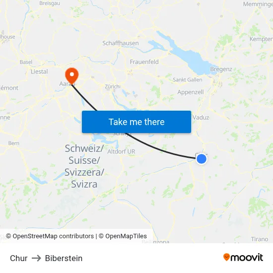 Chur to Biberstein map