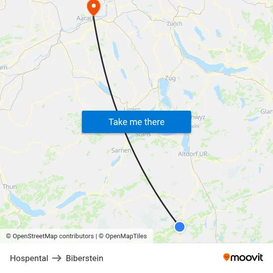 Hospental to Biberstein map