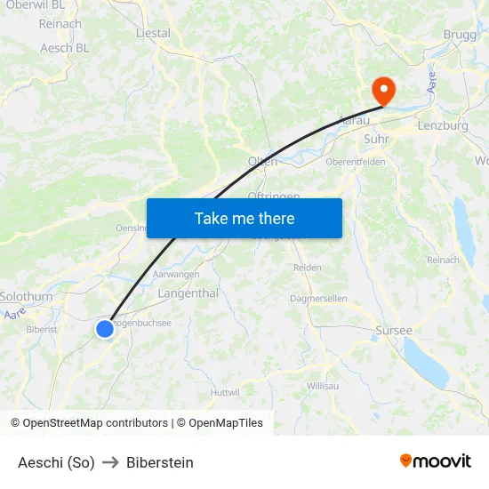 Aeschi (So) to Biberstein map