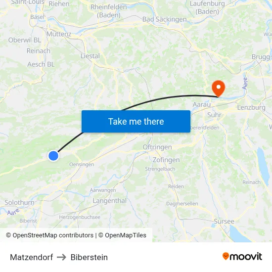 Matzendorf to Biberstein map