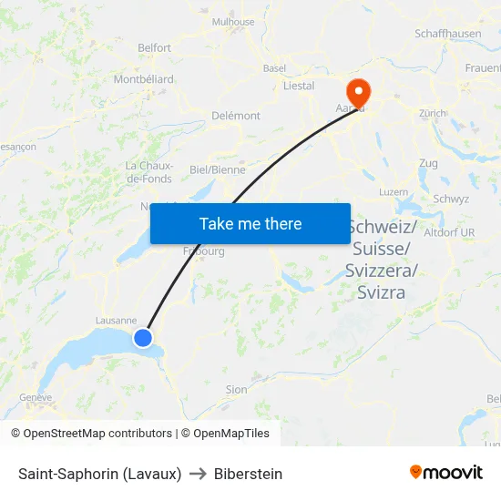 Saint-Saphorin (Lavaux) to Biberstein map