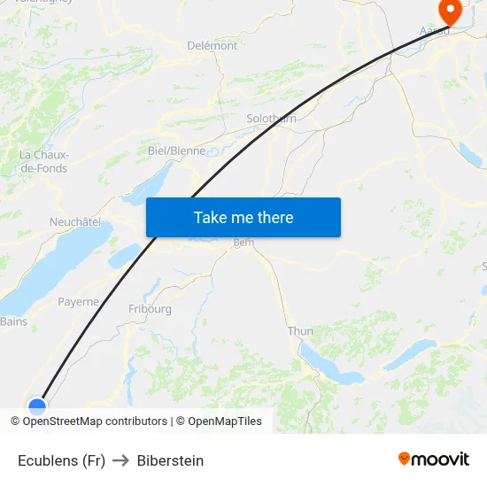 Ecublens (Fr) to Biberstein map