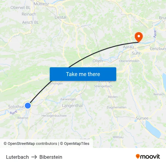 Luterbach to Biberstein map