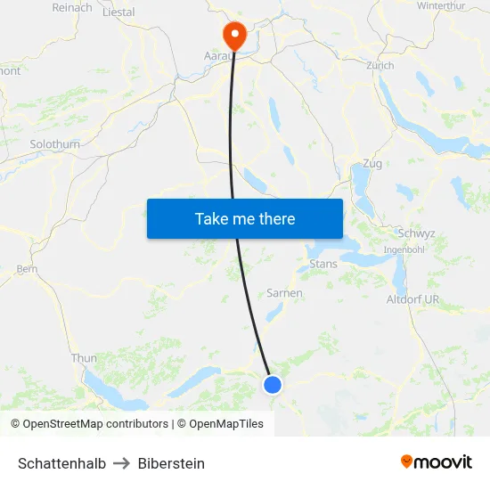 Schattenhalb to Biberstein map