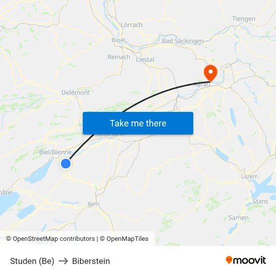 Studen (Be) to Biberstein map
