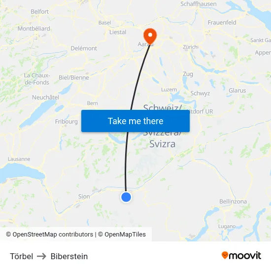 Törbel to Biberstein map