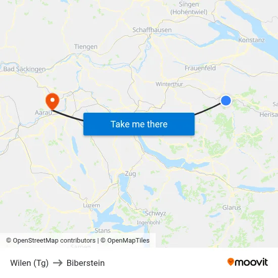 Wilen (Tg) to Biberstein map