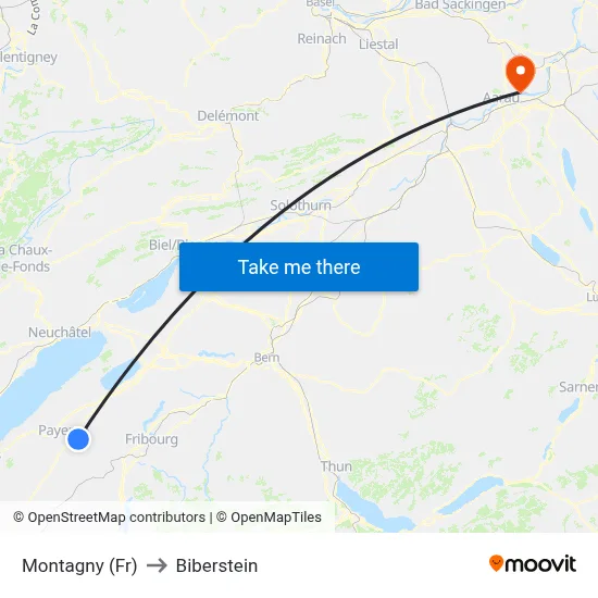 Montagny (Fr) to Biberstein map