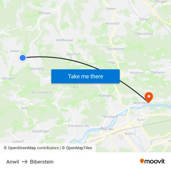 Anwil to Biberstein map