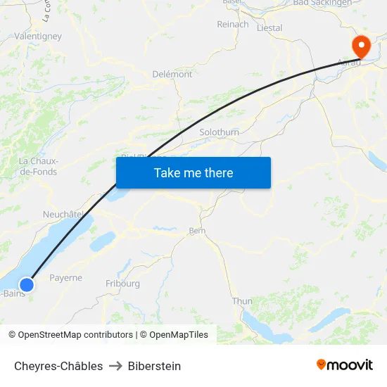Cheyres-Châbles to Biberstein map