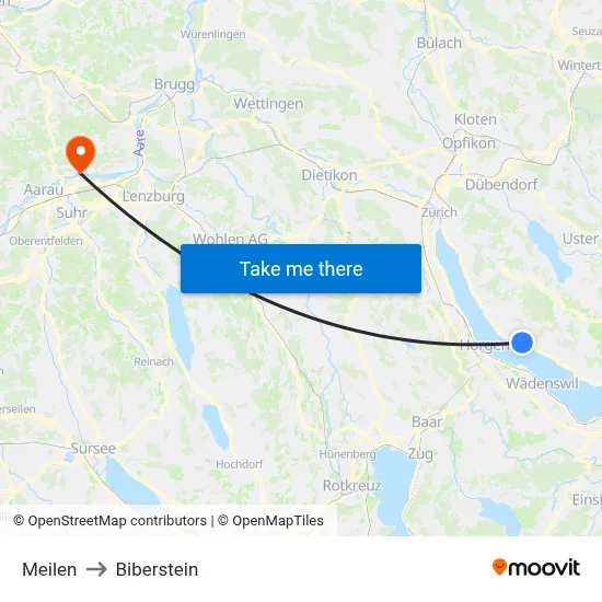 Meilen to Biberstein map