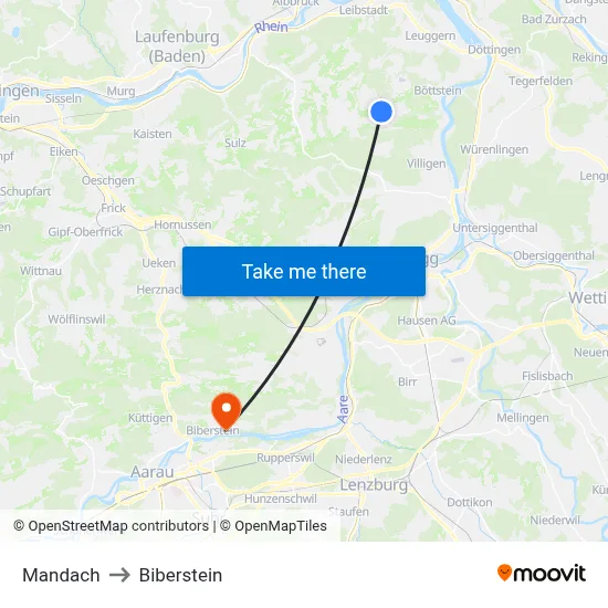 Mandach to Biberstein map