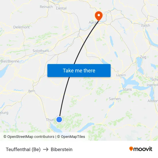 Teuffenthal (Be) to Biberstein map