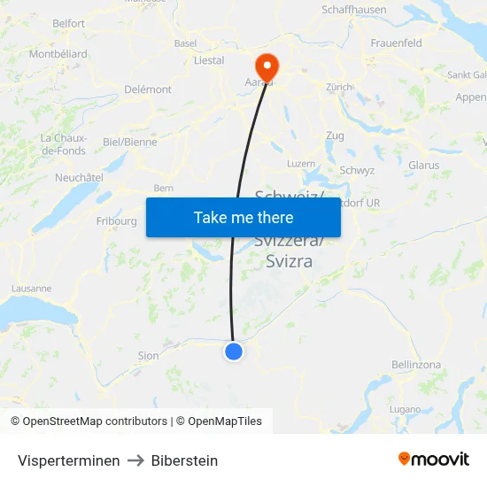 Visperterminen to Biberstein map
