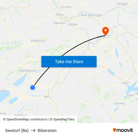 Seedorf (Be) to Biberstein map
