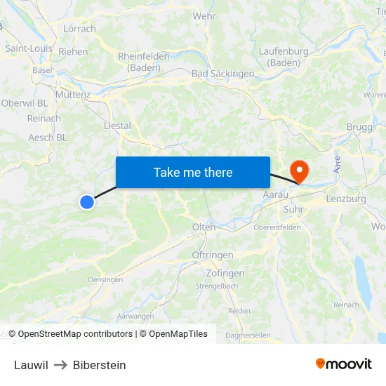 Lauwil to Biberstein map