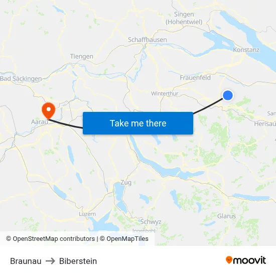 Braunau to Biberstein map