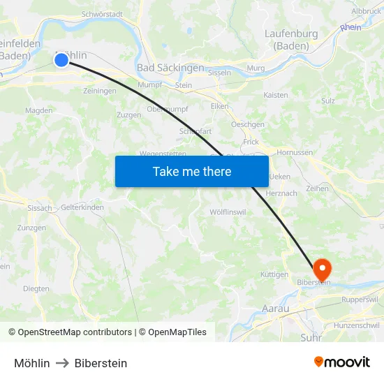 Möhlin to Biberstein map