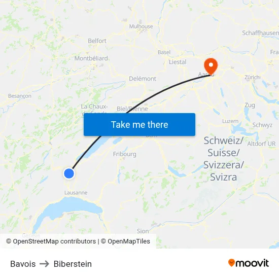 Bavois to Biberstein map