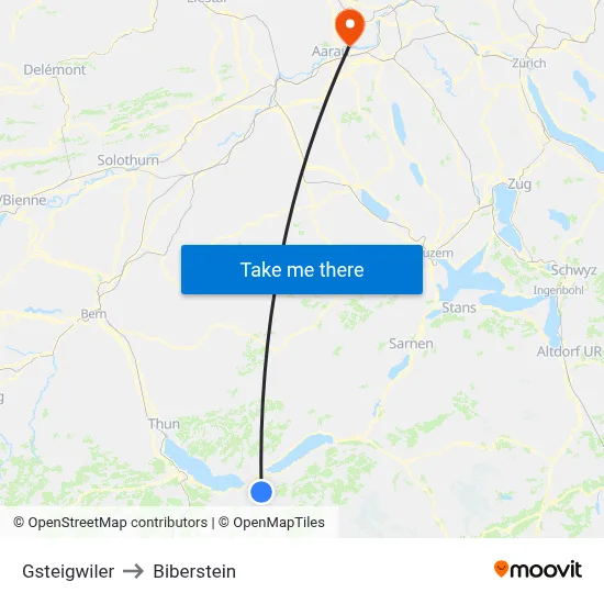Gsteigwiler to Biberstein map