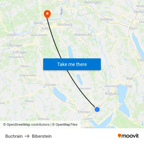 Buchrain to Biberstein map