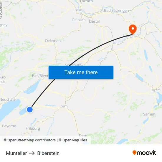 Muntelier to Biberstein map