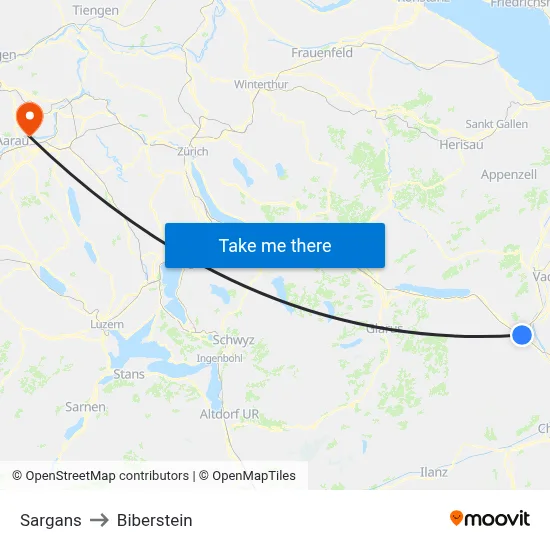 Sargans to Biberstein map