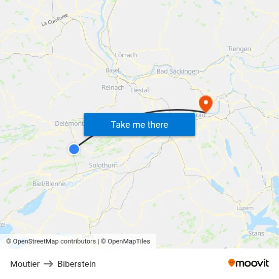 Moutier to Biberstein map