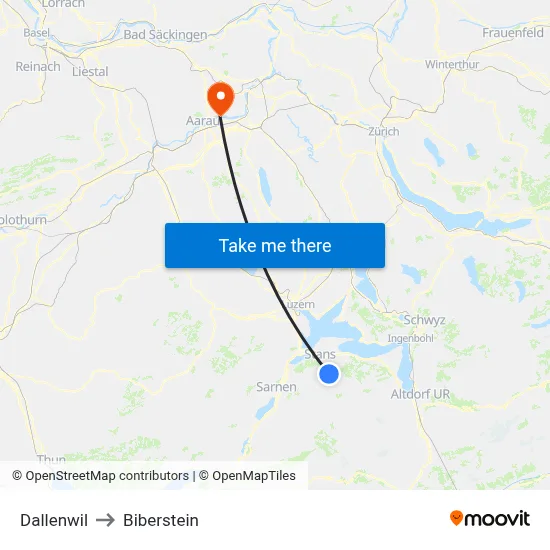 Dallenwil to Biberstein map
