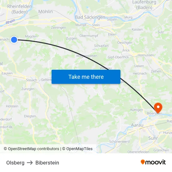 Olsberg to Biberstein map