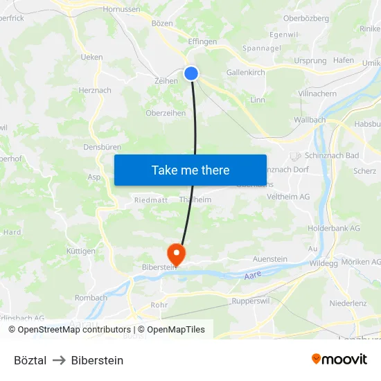 Böztal to Biberstein map